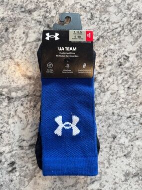 Under Armour Blue Crew Socks with White Logo - UA Team Cushioned